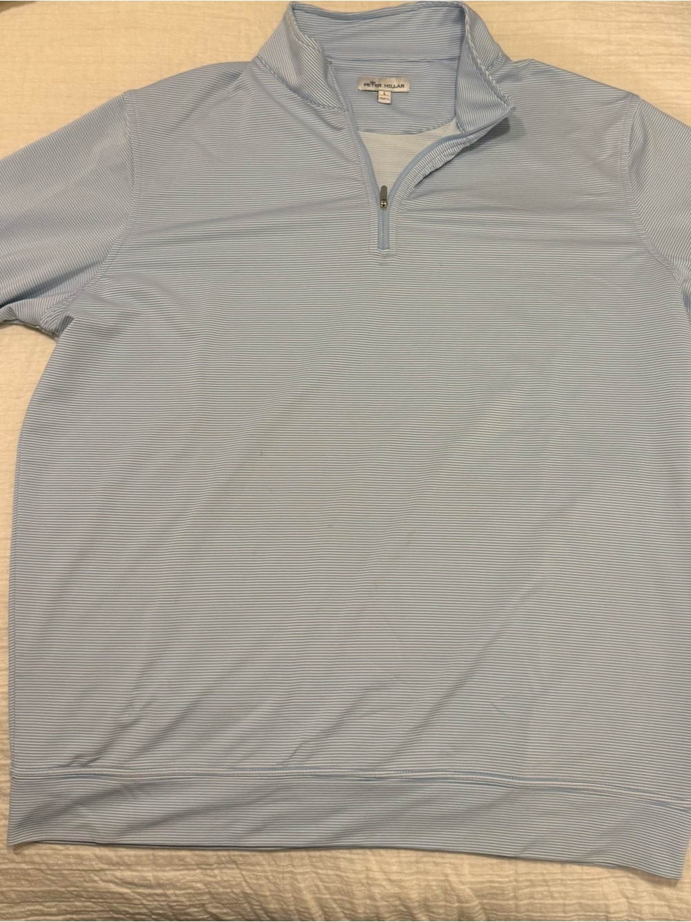 Peter Millar Pale Blue Quarter-Zip Polo